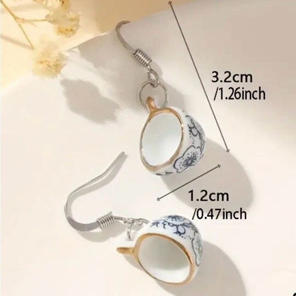 Delicate Teacup Earrings - Picture 2 of 4